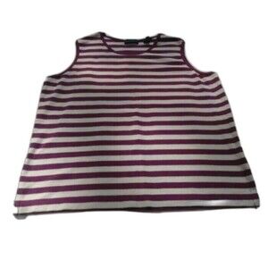Karen Scott Women Top Size XL Knit Purple Stripe Sleeveless Casual Career